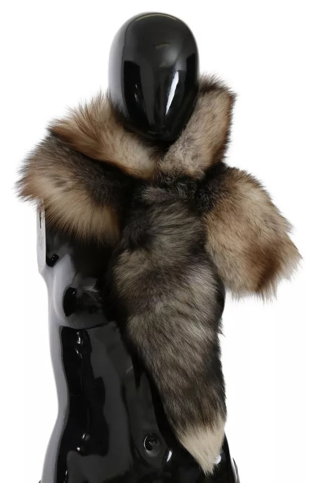 Dolce & Gabbana Brown Fox Tail Fur Shawl Neck Wrap Cover Collar Scarf - ClickThatClicks 