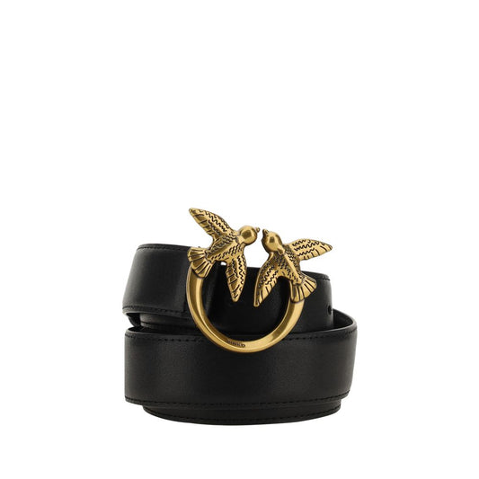 PINKO Black Calf Leather Bos Taurus Regular Belt - ClickThatClicks 