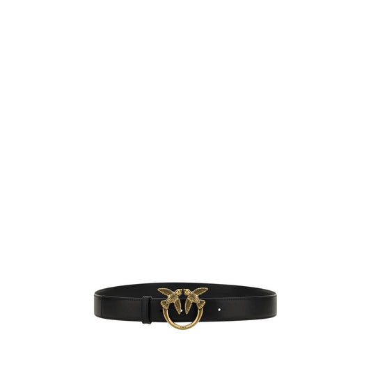 PINKO Black Calf Leather Bos Taurus Regular Belt - ClickThatClicks 