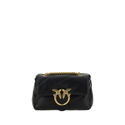 PINKO Black Calf Leather Bos Taurus Shoulder Bag - ClickThatClicks 