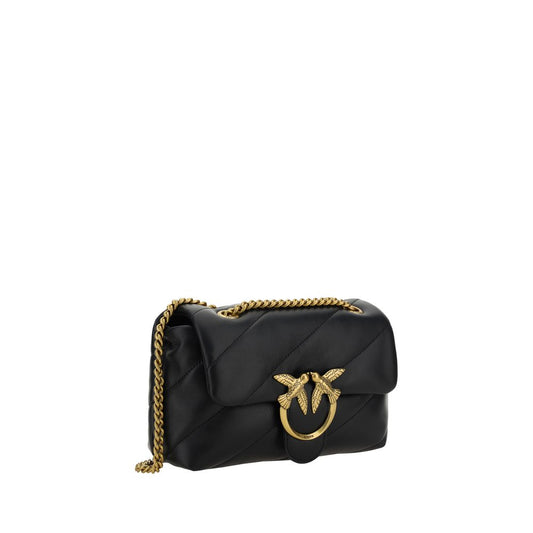 PINKO Black Calf Leather Bos Taurus Shoulder Bag - ClickThatClicks 