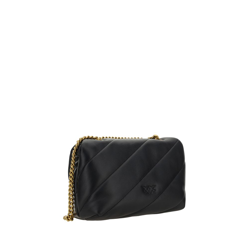 PINKO Black Calf Leather Bos Taurus Shoulder Bag - ClickThatClicks 
