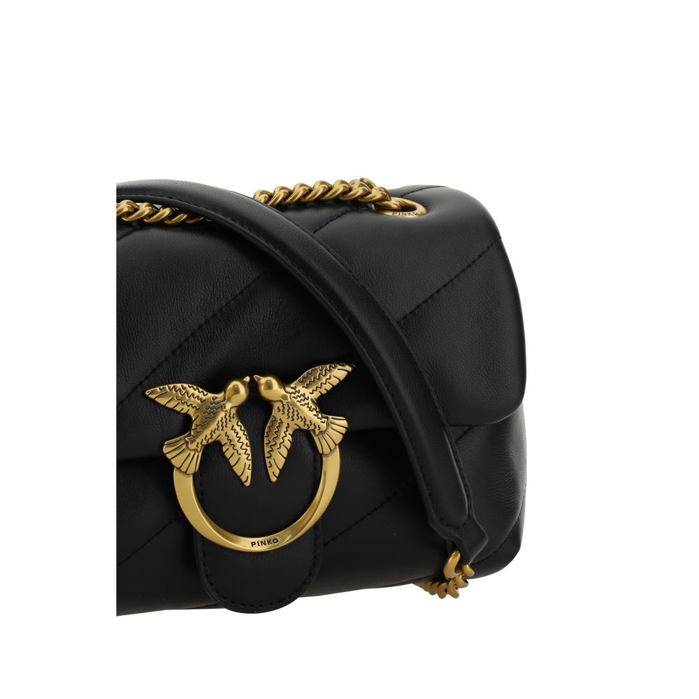 PINKO Black Calf Leather Bos Taurus Shoulder Bag - ClickThatClicks 