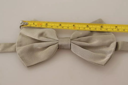 Dolce & Gabbana Silver Gray 100% Silk Adjustable Neck Bow Tie - ClickThatClicks 