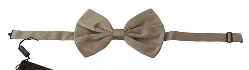 Dolce & Gabbana Silver Gray 100% Silk Adjustable Neck Bow Tie - ClickThatClicks 