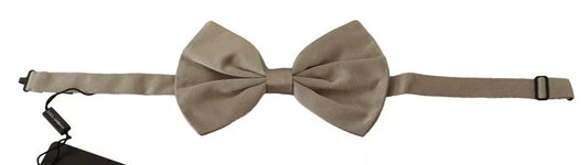 Dolce & Gabbana Silver Gray 100% Silk Adjustable Neck Bow Tie - ClickThatClicks