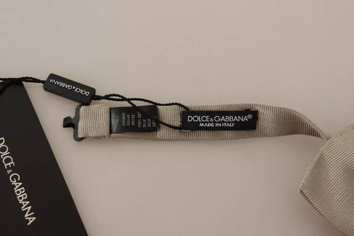 Dolce & Gabbana Silver Gray 100% Silk Adjustable Neck Bow Tie - ClickThatClicks 