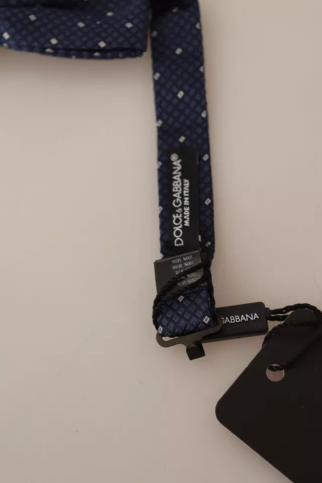 Dolce & Gabbana Blue Patterned Silk Adjustable Neck Bow Tie Men - ClickThatClicks 