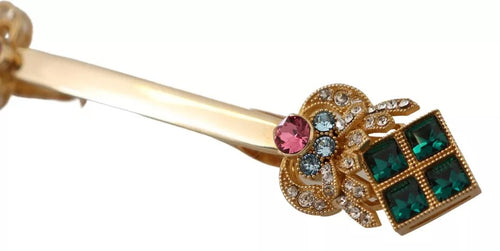 Dolce & Gabbana Gold Plated 925 Sterling Silver Crystal Collar Stop Brooch - ClickThatClicks 