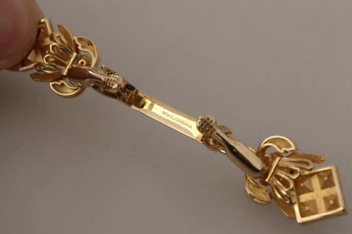 Dolce & Gabbana Gold Plated 925 Sterling Silver Crystal Collar Stop Brooch - ClickThatClicks 