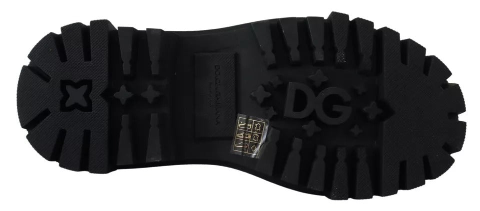 Dolce & Gabbana Black Leather Trekking Derby Embellished Shoes - ClickThatClicks 