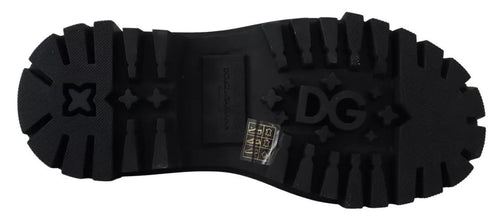 Dolce & Gabbana Black Leather Trekking Derby Embellished Shoes - ClickThatClicks 
