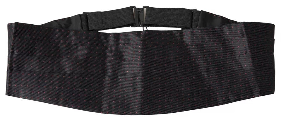 Dolce & Gabbana Black Silk Dotted Waist Tuxedo Belt Cummerbund - ClickThatClicks 