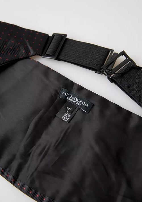 Dolce & Gabbana Black Silk Dotted Waist Tuxedo Belt Cummerbund - ClickThatClicks 