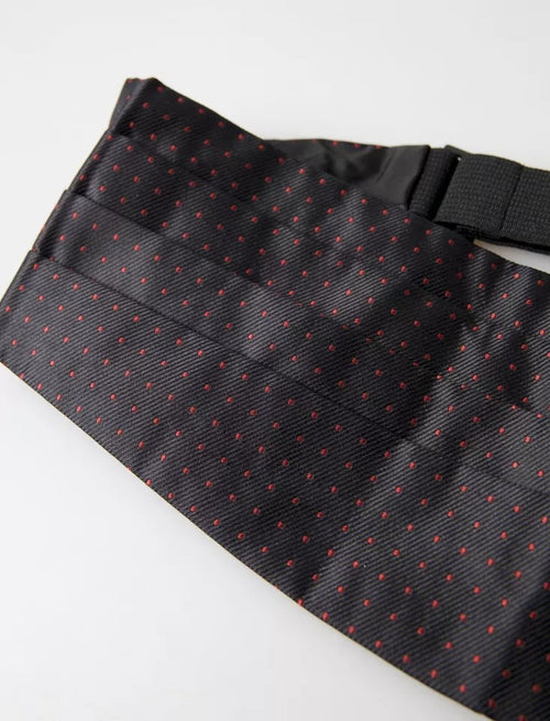 Dolce & Gabbana Black Silk Dotted Waist Tuxedo Belt Cummerbund - ClickThatClicks 