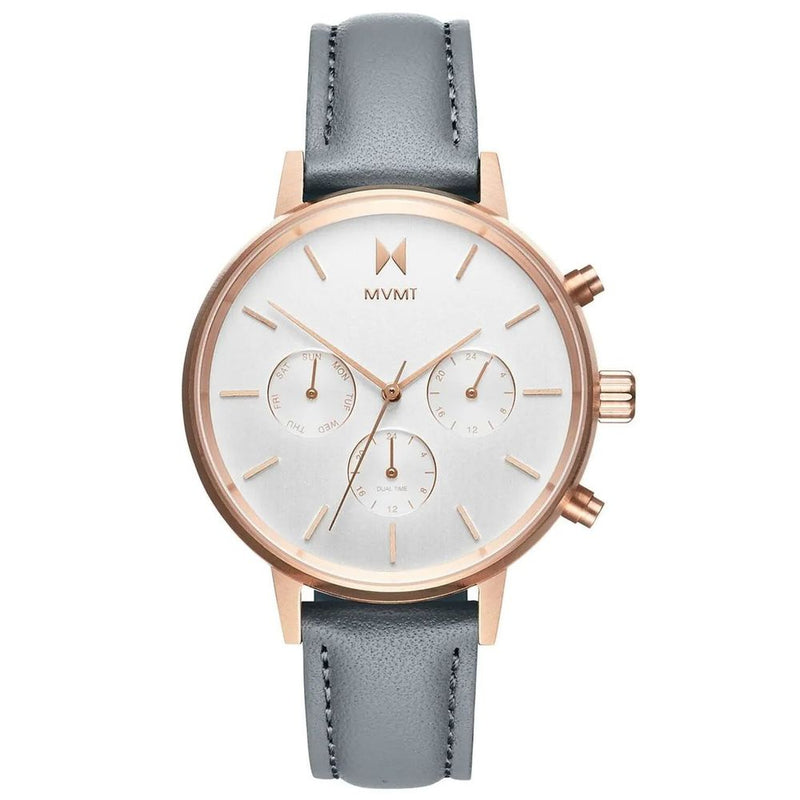 MVMT Gray Leather Dress Watch