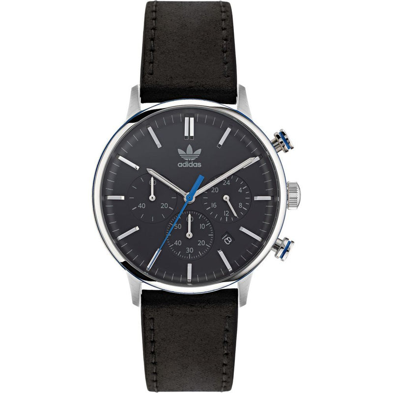 Adidas Black Leather Dress Watch