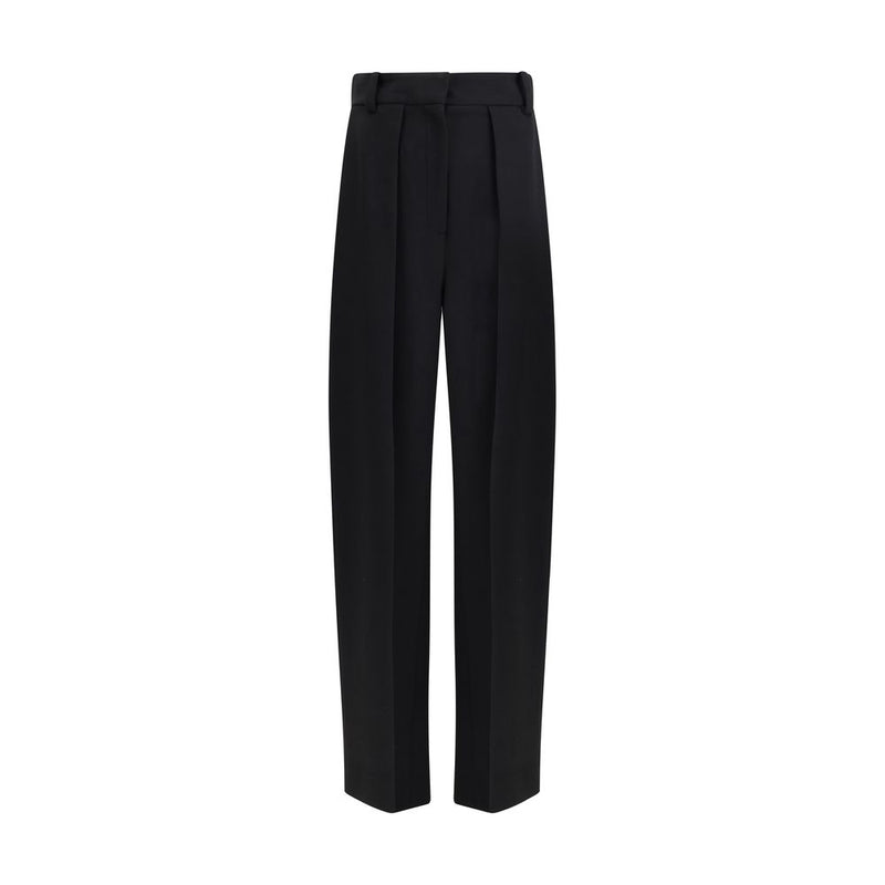 Khaite Black Viscose Casual Pants