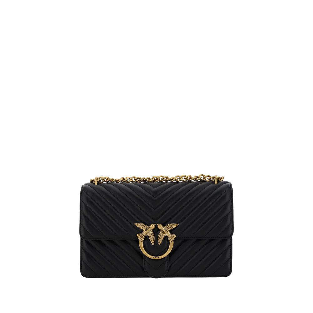 PINKO Black Calf Leather Bos Taurus Shoulder Bag - ClickThatClicks 