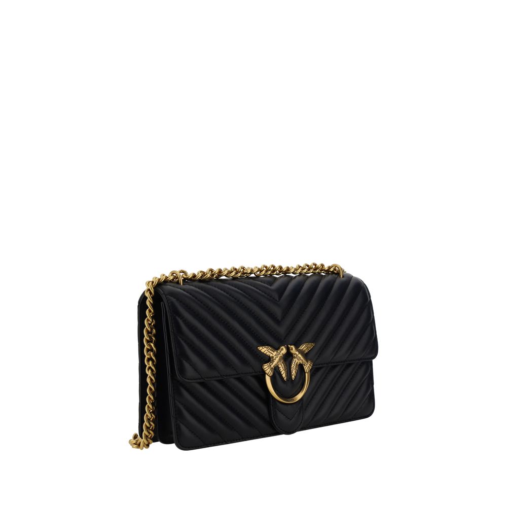PINKO Black Calf Leather Bos Taurus Shoulder Bag - ClickThatClicks 