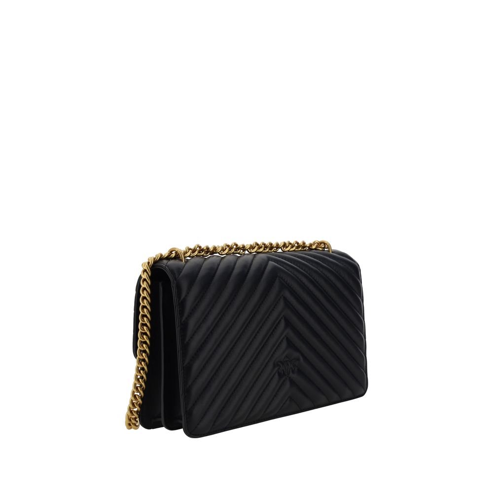 PINKO Black Calf Leather Bos Taurus Shoulder Bag - ClickThatClicks 