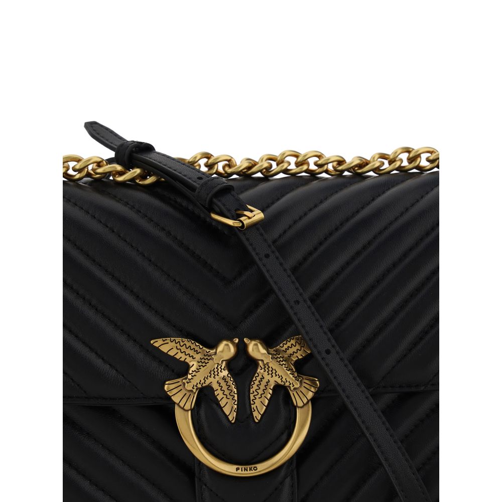 PINKO Black Calf Leather Bos Taurus Shoulder Bag - ClickThatClicks 