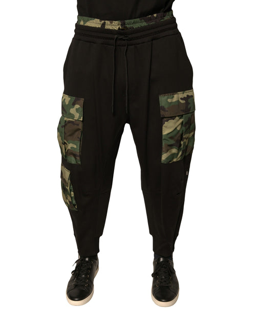 Dolce & Gabbana Black Camouflage Cotton Jogger Cargo Pants - ClickThatClicks 