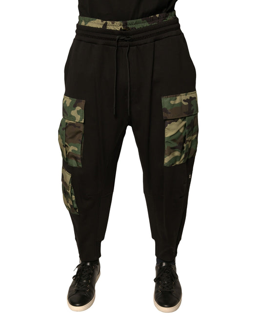 Dolce & Gabbana Black Camouflage Cotton Jogger Cargo Pants - ClickThatClicks 