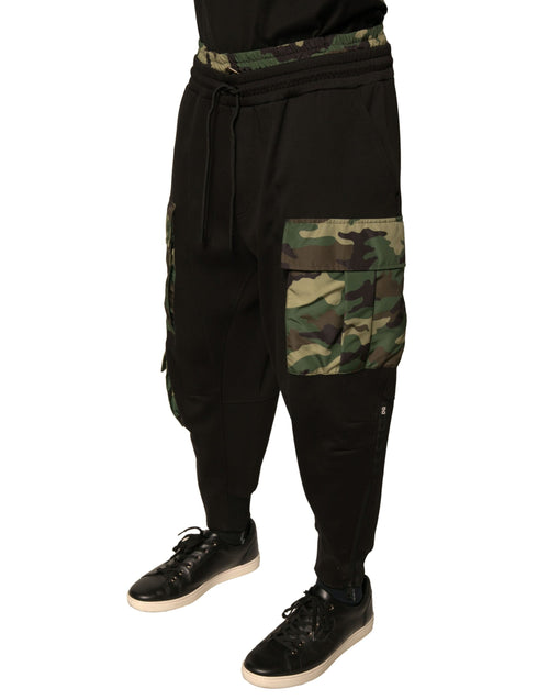 Dolce & Gabbana Black Camouflage Cotton Jogger Cargo Pants - ClickThatClicks 
