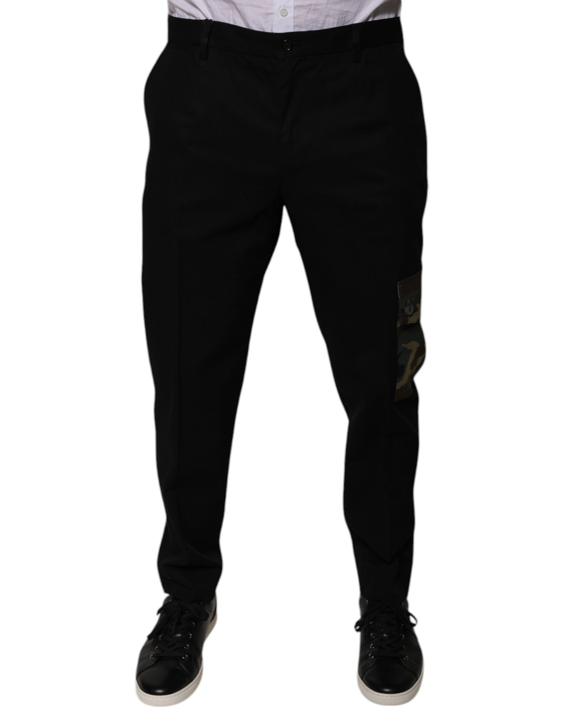 Dolce & Gabbana Black Cotton Men Cargo Casual Pants - ClickThatClicks 