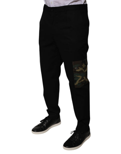Dolce & Gabbana Black Cotton Men Cargo Casual Pants - ClickThatClicks 