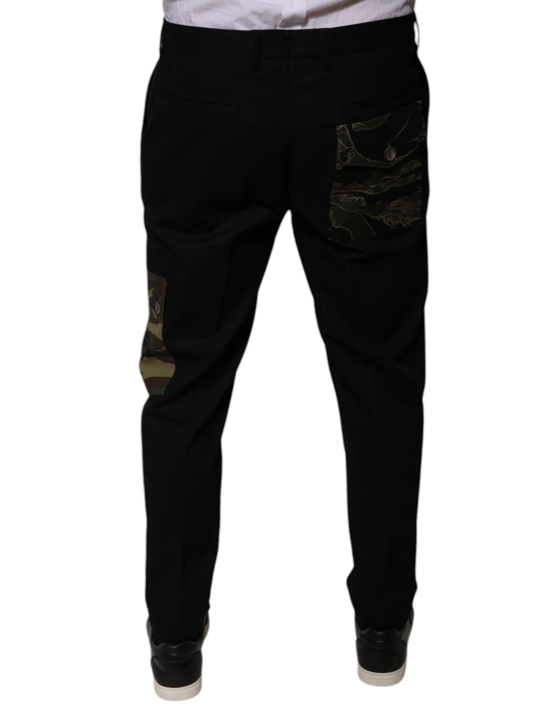 Dolce & Gabbana Black Cotton Men Cargo Casual Pants - ClickThatClicks 