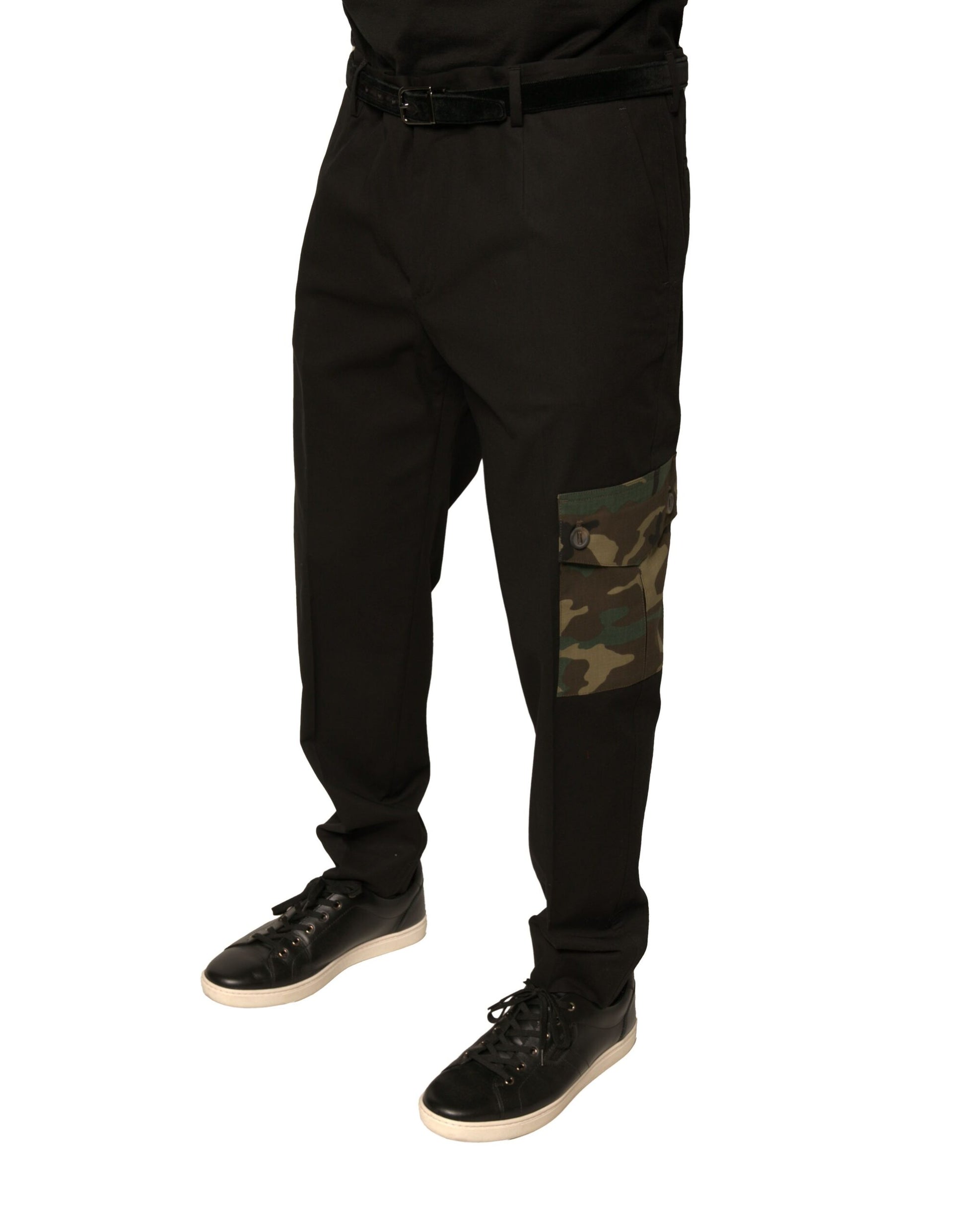 Dolce & Gabbana Black Cotton Men Cargo Casual Pants - ClickThatClicks 