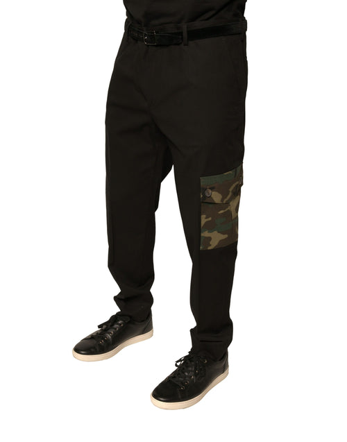 Dolce & Gabbana Black Cotton Men Cargo Casual Pants - ClickThatClicks 