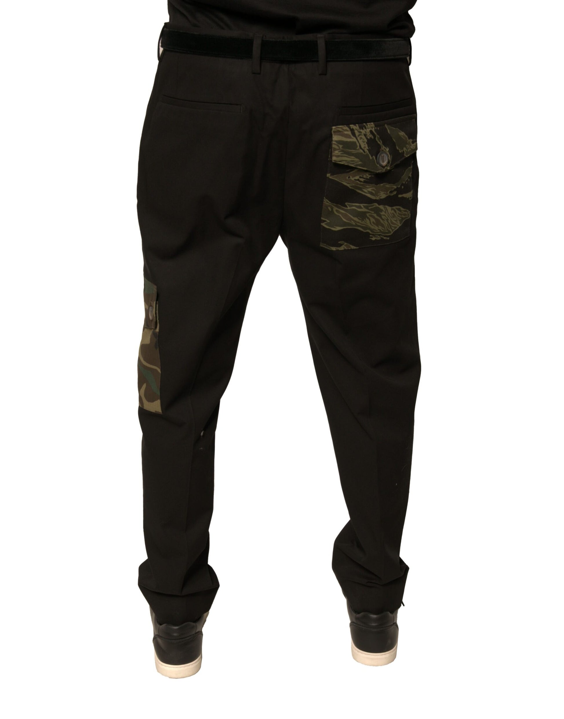 Dolce & Gabbana Black Cotton Men Cargo Casual Pants - ClickThatClicks 