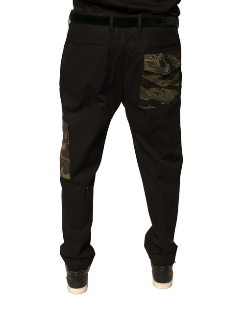 Dolce & Gabbana Black Cotton Men Cargo Casual Pants - ClickThatClicks 