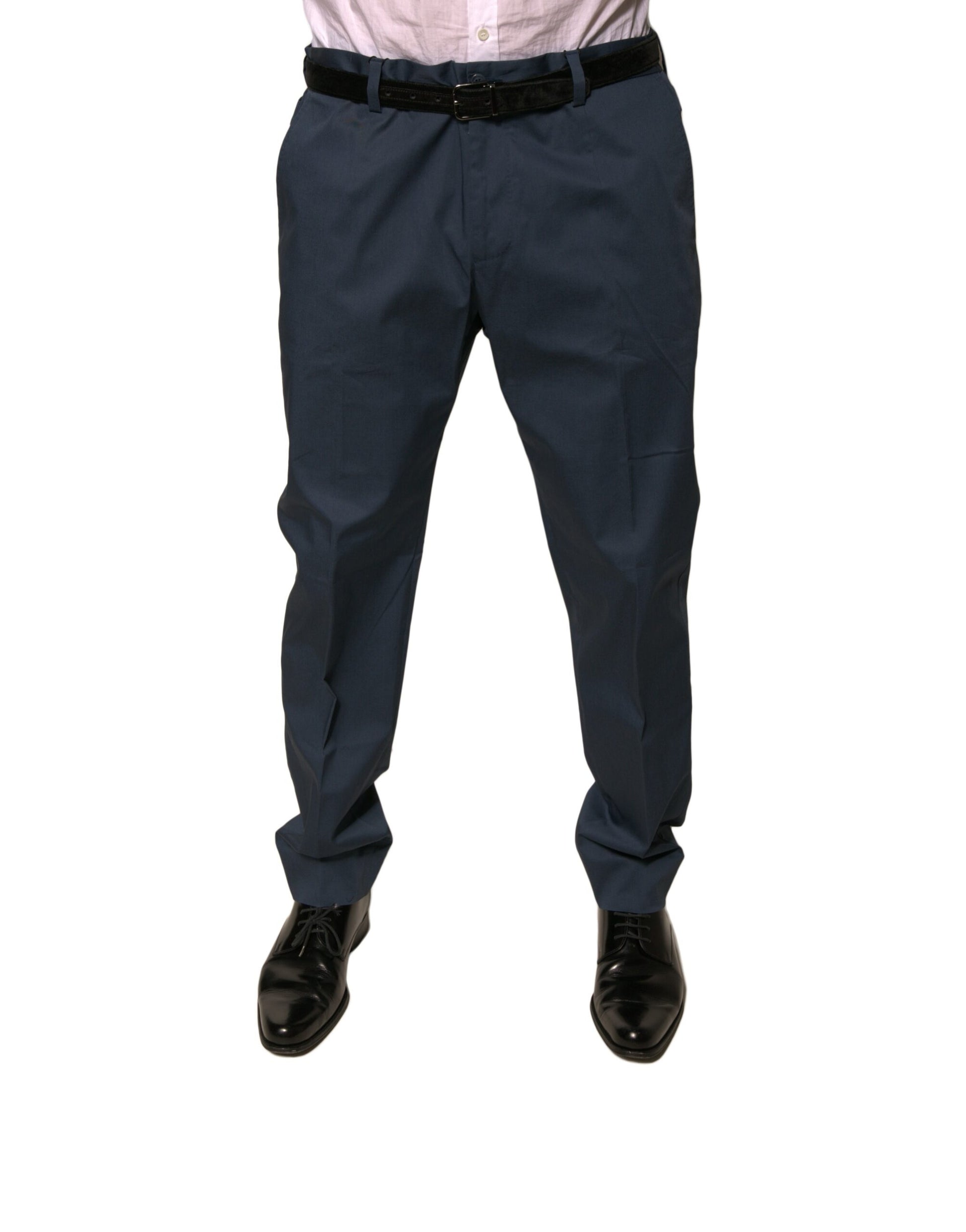 Dolce & Gabbana Dark Blue Cotton Stretch Skinny Men Dress Pants - ClickThatClicks 