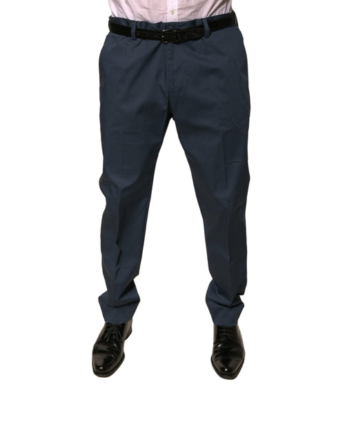 Dolce & Gabbana Dark Blue Cotton Stretch Skinny Men Dress Pants - ClickThatClicks 