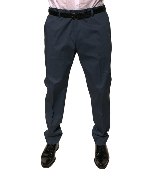 Dolce & Gabbana Dark Blue Cotton Stretch Skinny Men Dress Pants - ClickThatClicks 