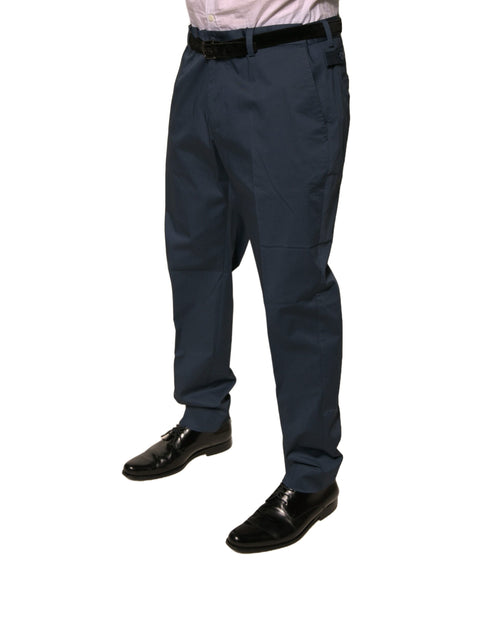 Dolce & Gabbana Dark Blue Cotton Stretch Skinny Men Dress Pants - ClickThatClicks 