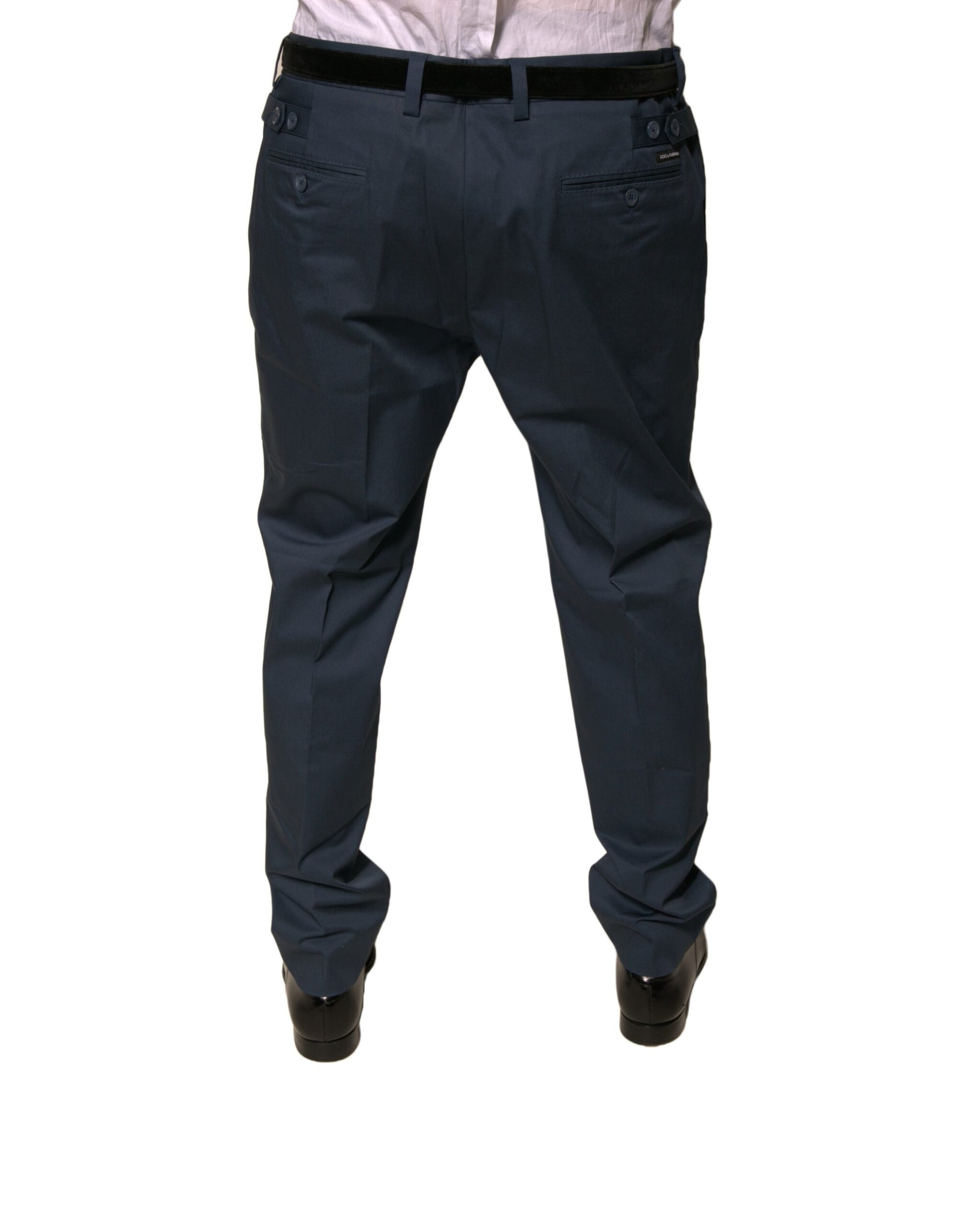 Dolce & Gabbana Dark Blue Cotton Stretch Skinny Men Dress Pants - ClickThatClicks 