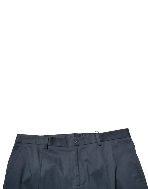 Dolce & Gabbana Dark Blue Cotton Stretch Skinny Men Dress Pants - ClickThatClicks 
