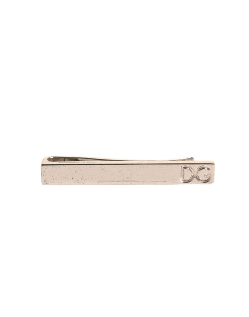 Dolce & Gabbana Silver Tone Brass Logo Branded Tie Clip Bar - ClickThatClicks 