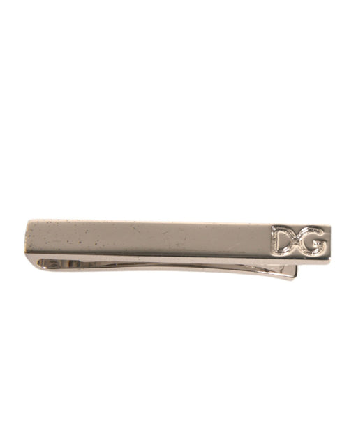 Dolce & Gabbana Silver Tone Brass Logo Branded Tie Clip Bar - ClickThatClicks 