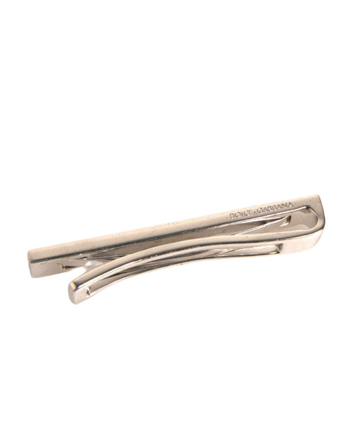 Dolce & Gabbana Silver Tone Brass Logo Branded Tie Clip Bar - ClickThatClicks 