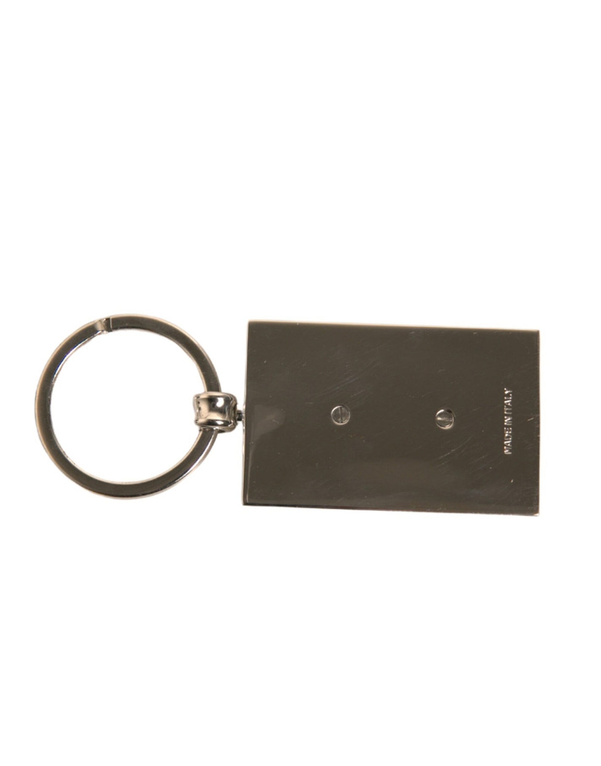 Dolce & Gabbana Black Leather Logo Metal Ring Keychain Keyring - ClickThatClicks 