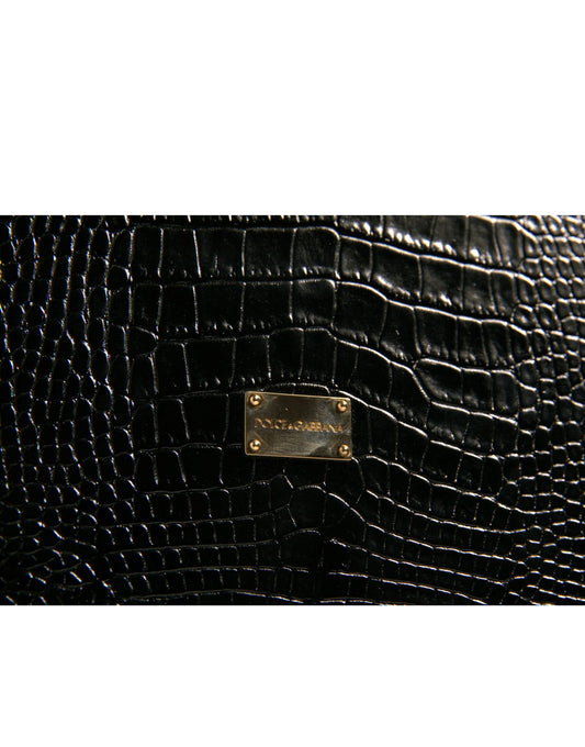 Dolce & Gabbana Elegant Black Leather Logo Plaque Holder Catalogue Case - ClickThatClicks 