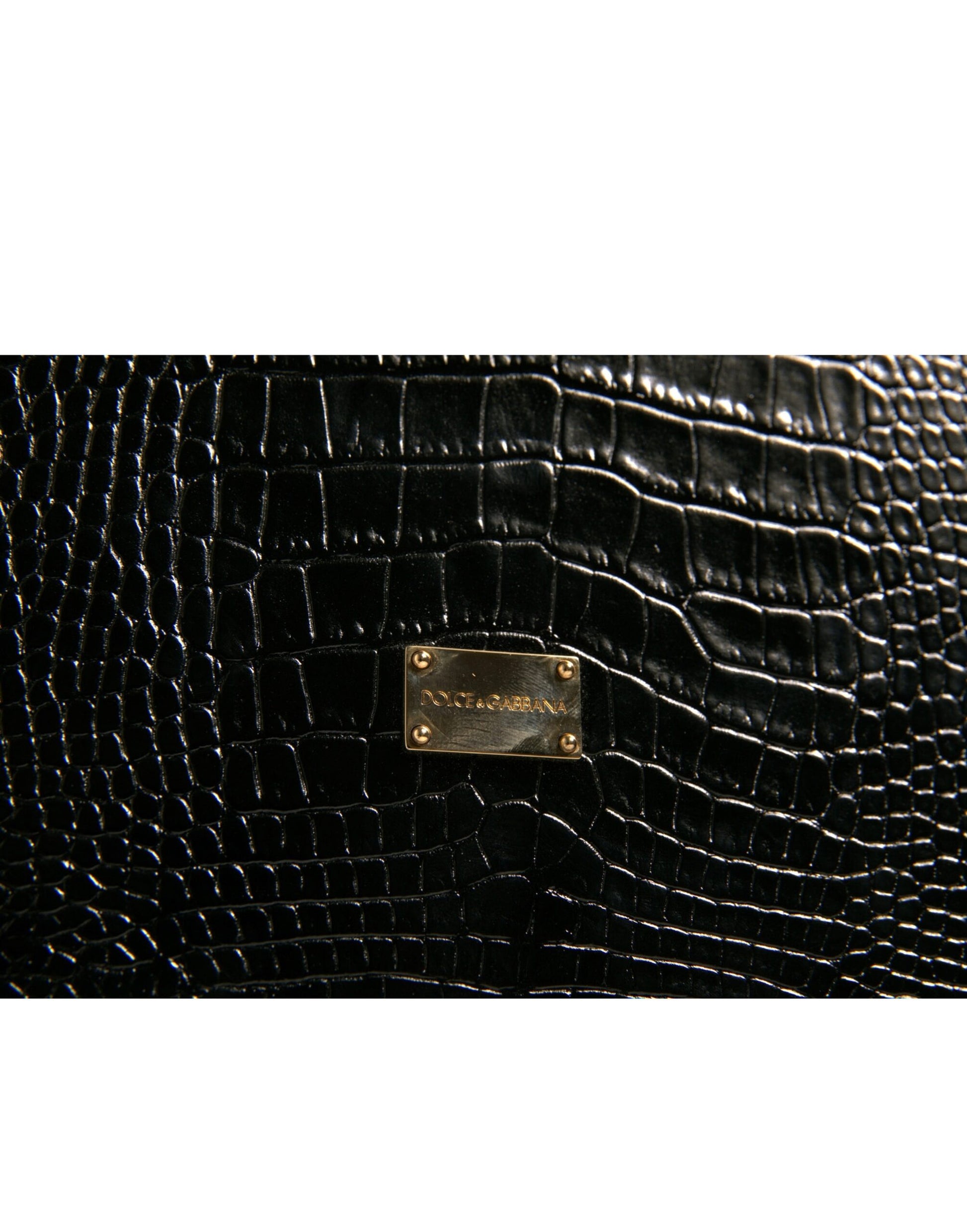Dolce & Gabbana Elegant Black Leather Logo Plaque Holder Catalogue Case - ClickThatClicks 