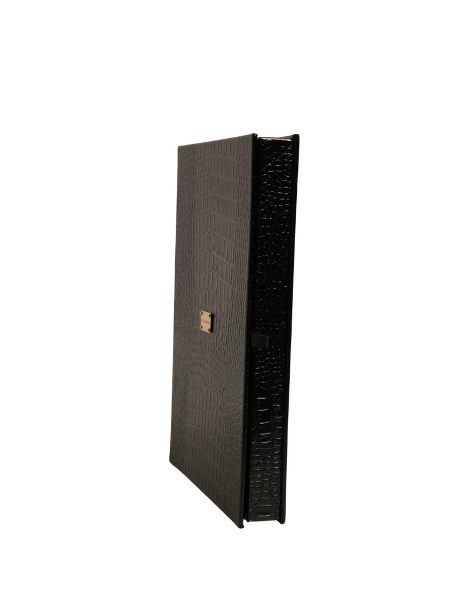 Dolce & Gabbana Elegant Black Leather Logo Plaque Holder Catalogue Case - ClickThatClicks 