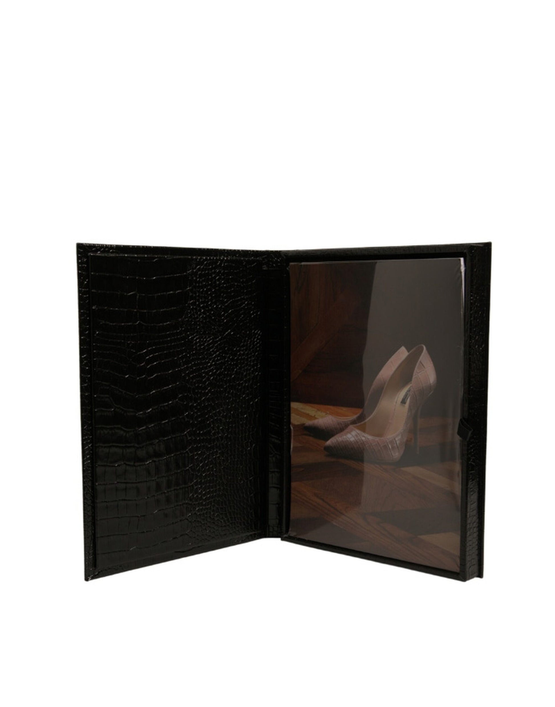 Dolce & Gabbana Elegant Black Leather Logo Plaque Holder Catalogue Case - ClickThatClicks 